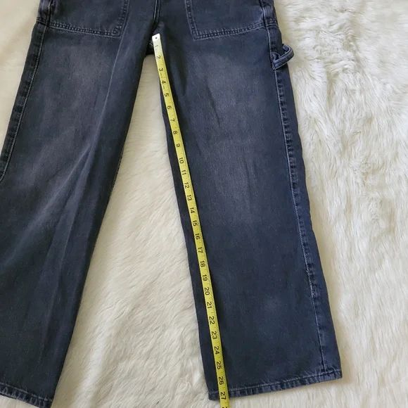 Free People Major Leagues Black Wide Leg Cuff Jeans Size 26 - Picture 15 of 15